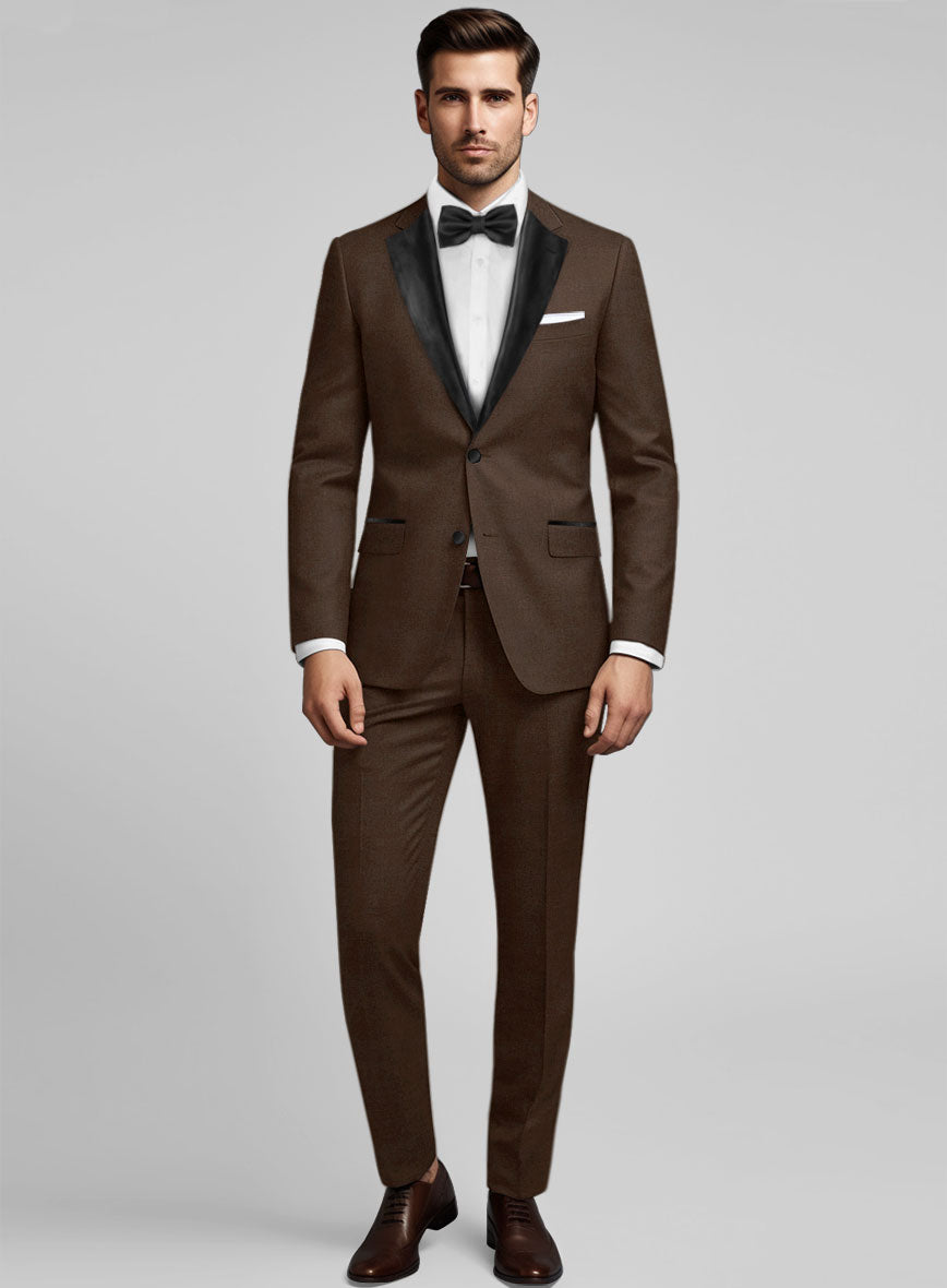 Worsted Brown Wool Tuxedo Suit - StudioSuits