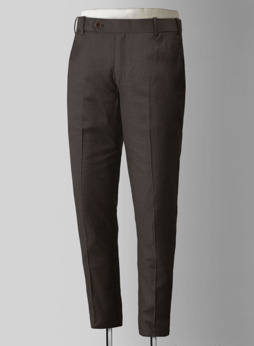 Worsted Dark Brown Wool Pants - StudioSuits