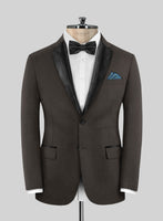Worsted Dark Brown Wool Tuxedo Suit - StudioSuits