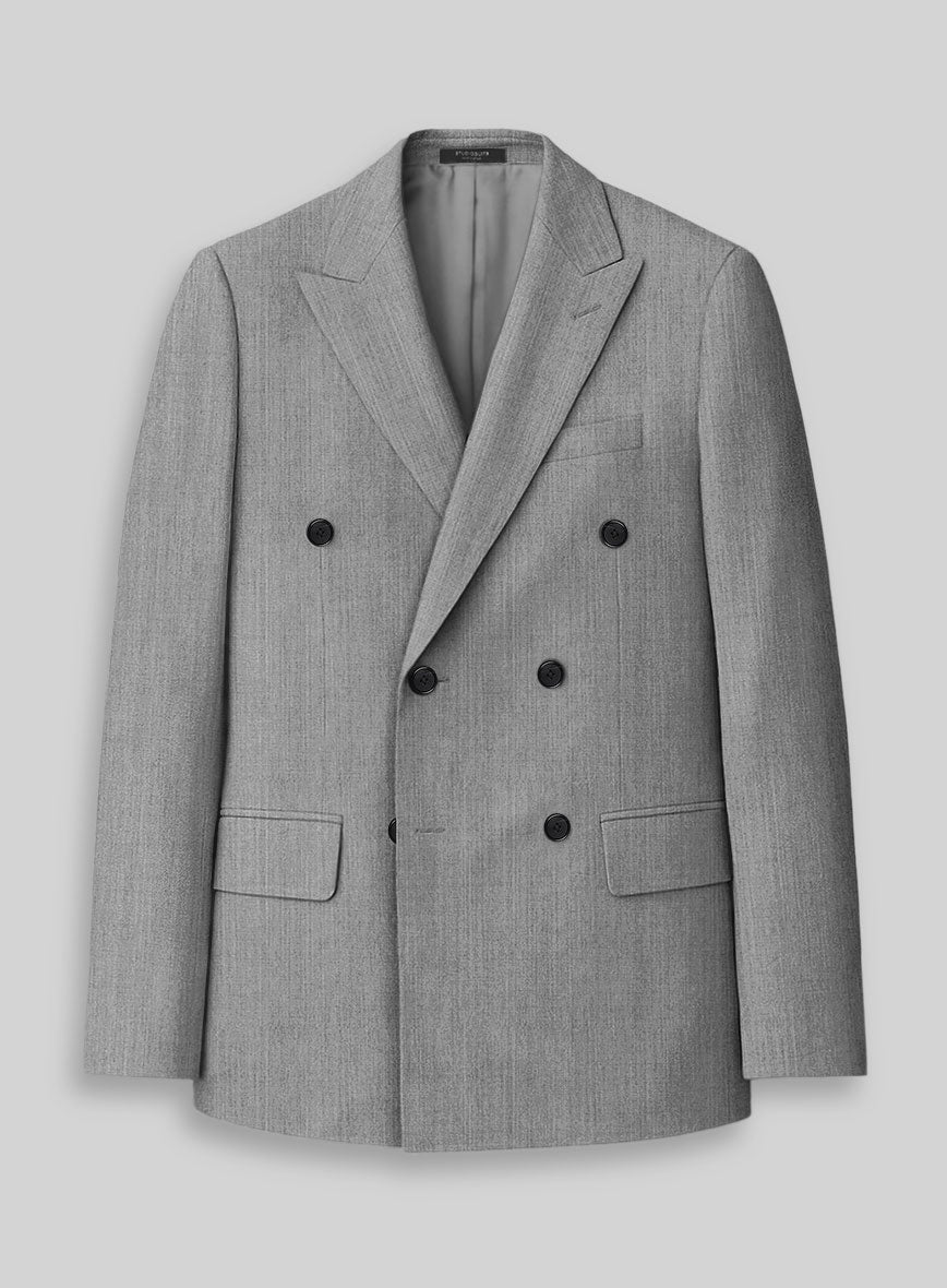 Worsted Light Gray Wool Suit - StudioSuits