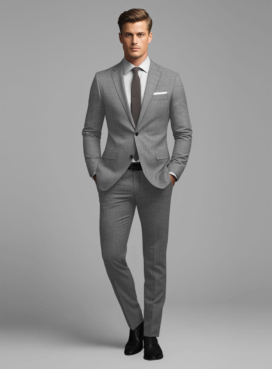 Worsted Mid Charcoal Wool Suit – StudioSuits