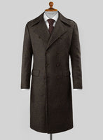 Highlander Heavy Dark Brown Herringbone Tweed -GQ Overcoat - StudioSuits