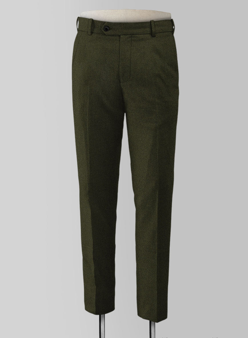 Naples Dark Green Tweed Pants - StudioSuits
