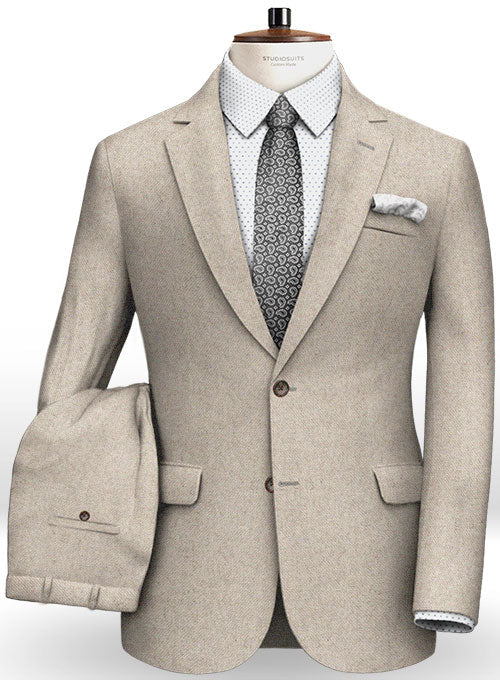 Vintage Beige Twill Tweed Suit - StudioSuits