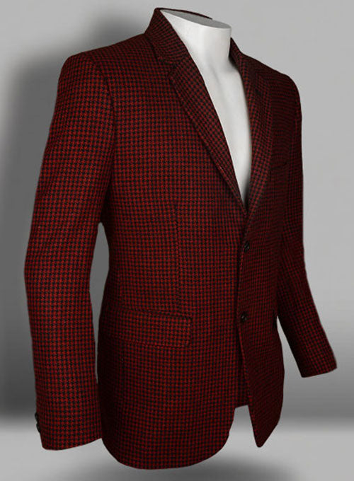 Big Houndstooth Red Tweed Jacket - StudioSuits