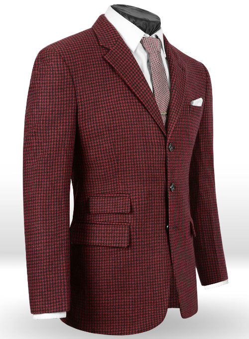 Big Houndstooth Red Tweed Suit - StudioSuits