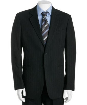 Black Pinstripe Merino Wool Suit - StudioSuits