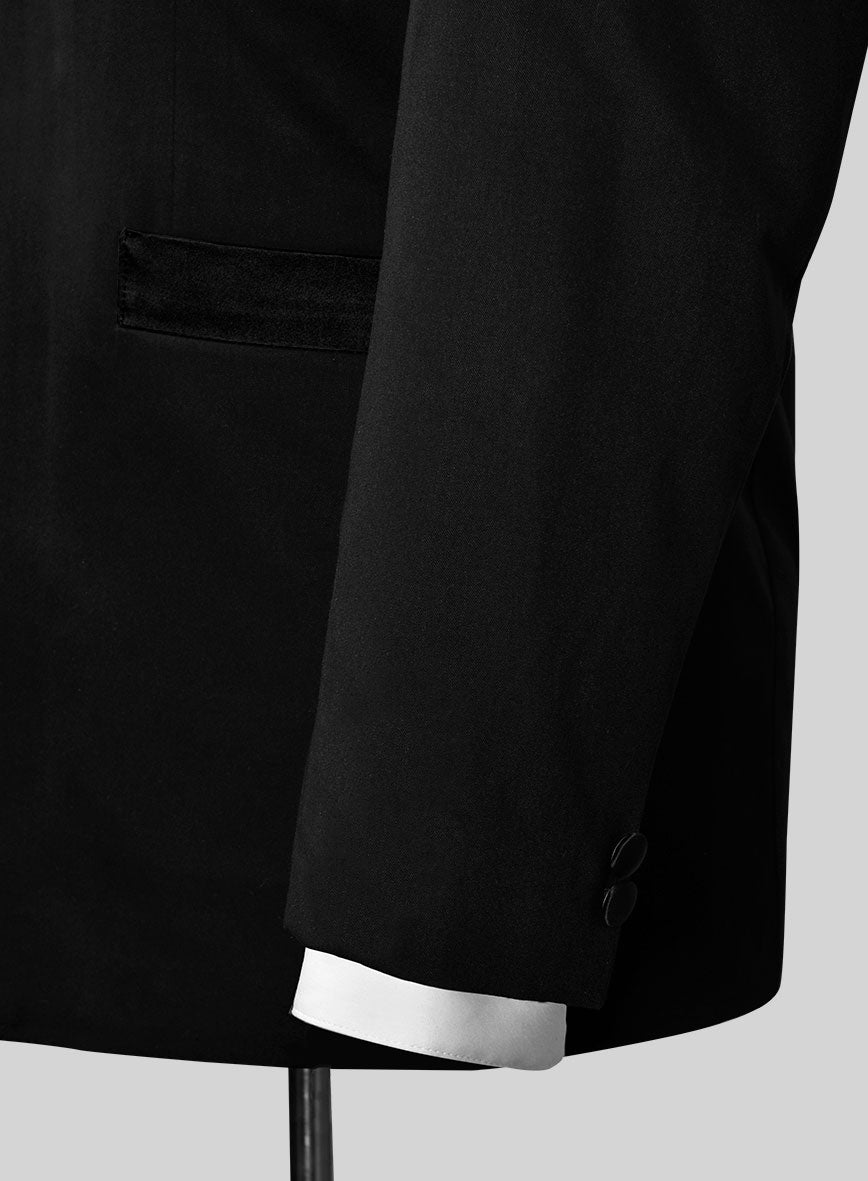 Black Terry Rayon Nehru Tuxedo Jacket - StudioSuits