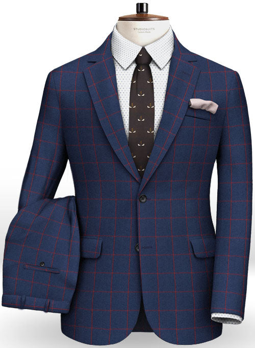 Blue Red Windowpane Flannel Wool Suit – StudioSuits