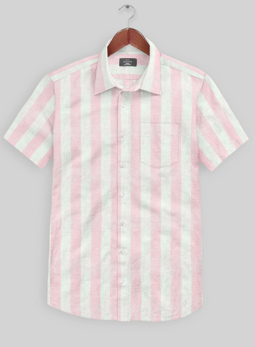 Blush Wide Stripe Linen Shirt - StudioSuits