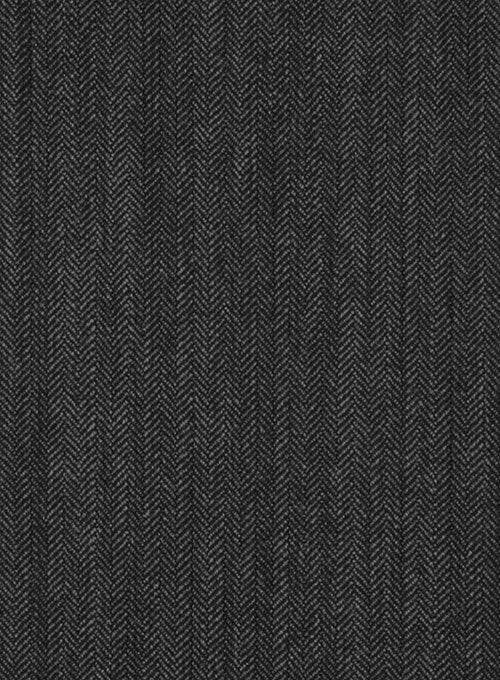 Bond Herringbone Charcoal Wool Suit - StudioSuits