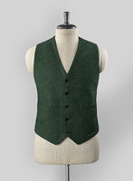 Bottle Green Herringbone Tweed Waist Coat - StudioSuits