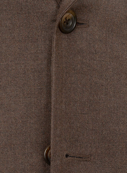 Brown Flannel Wool Jacket - StudioSuits