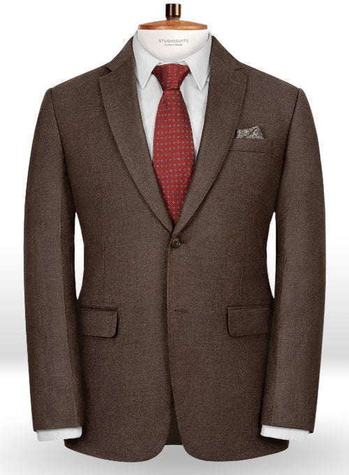 Brown Flannel Wool Jacket - 40R - StudioSuits