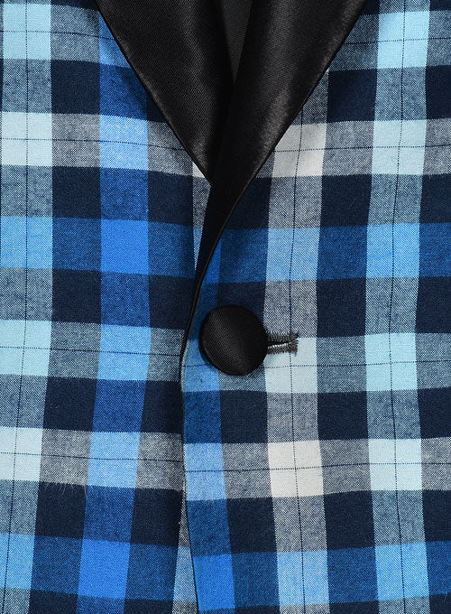 Brushed Zoe Blue Plaid Tuxedo Jacket - StudioSuits