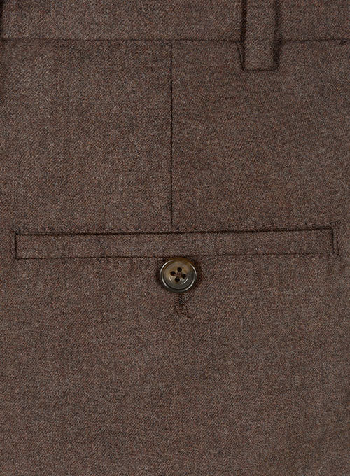 Brown Flannel Wool Pants - 32R - StudioSuits