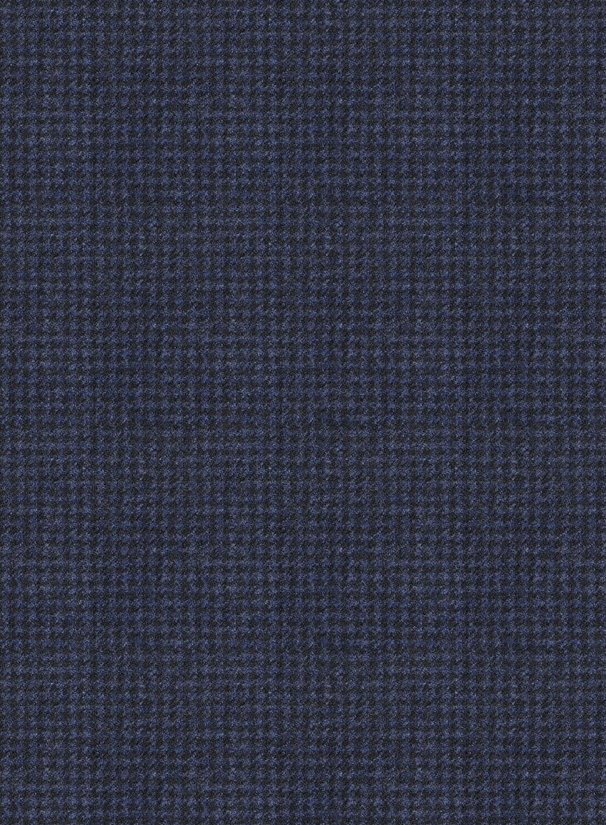Caccioppoli Arixa Houndstooth Blue Wool Pants - StudioSuits