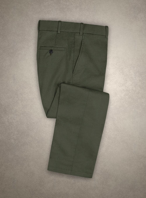 Caccioppoli Cotton Drill Green Pants - StudioSuits