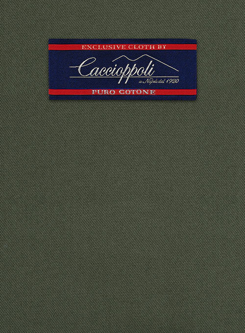Caccioppoli Cotton Drill Green Pants - StudioSuits