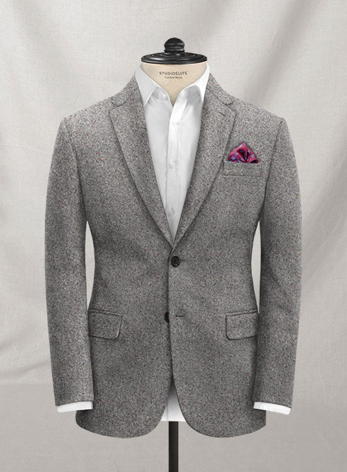Caccioppoli Donegal Light Gray Tweed Suit - StudioSuits