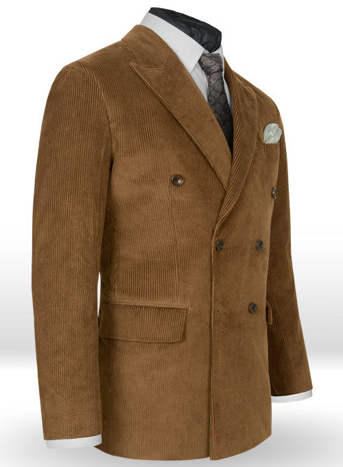 Camel Thick Corduroy Double Breasted Suit - StudioSuits