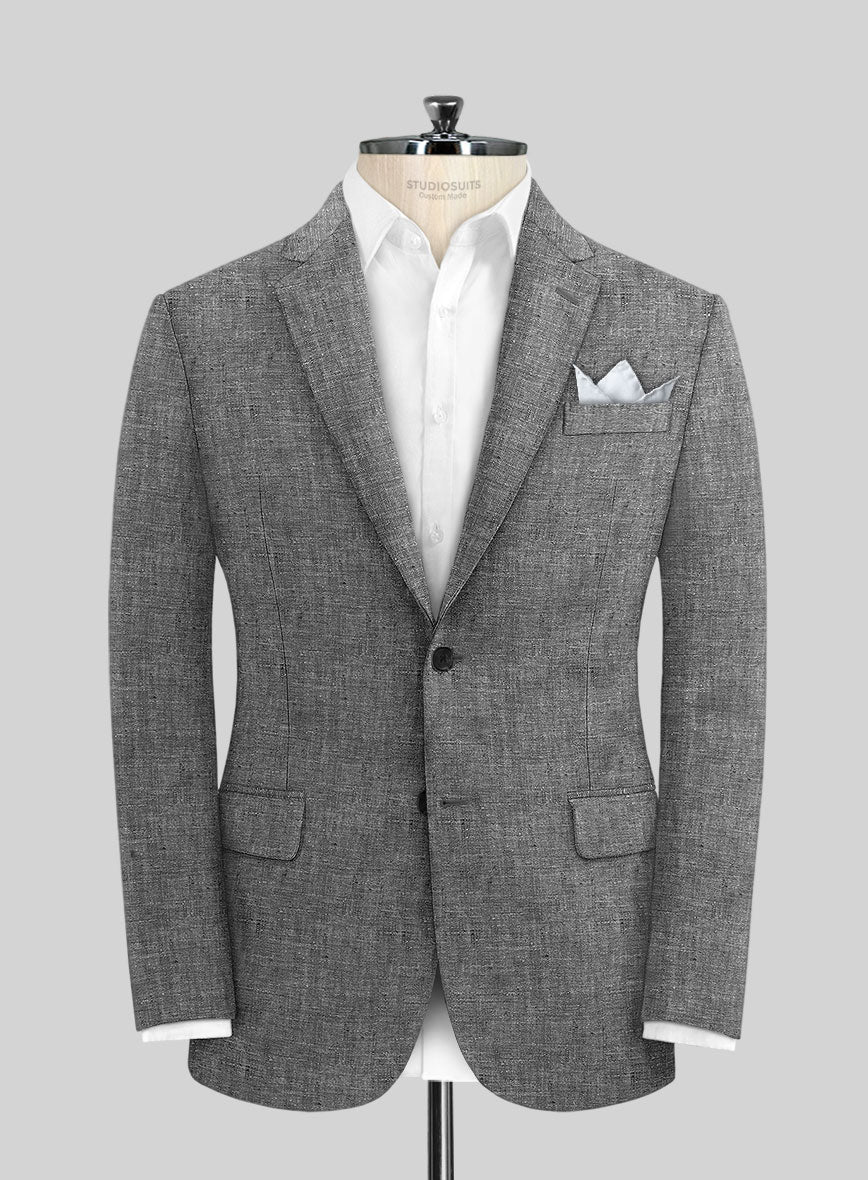 Chambray Black Pure Linen Jacket – StudioSuits