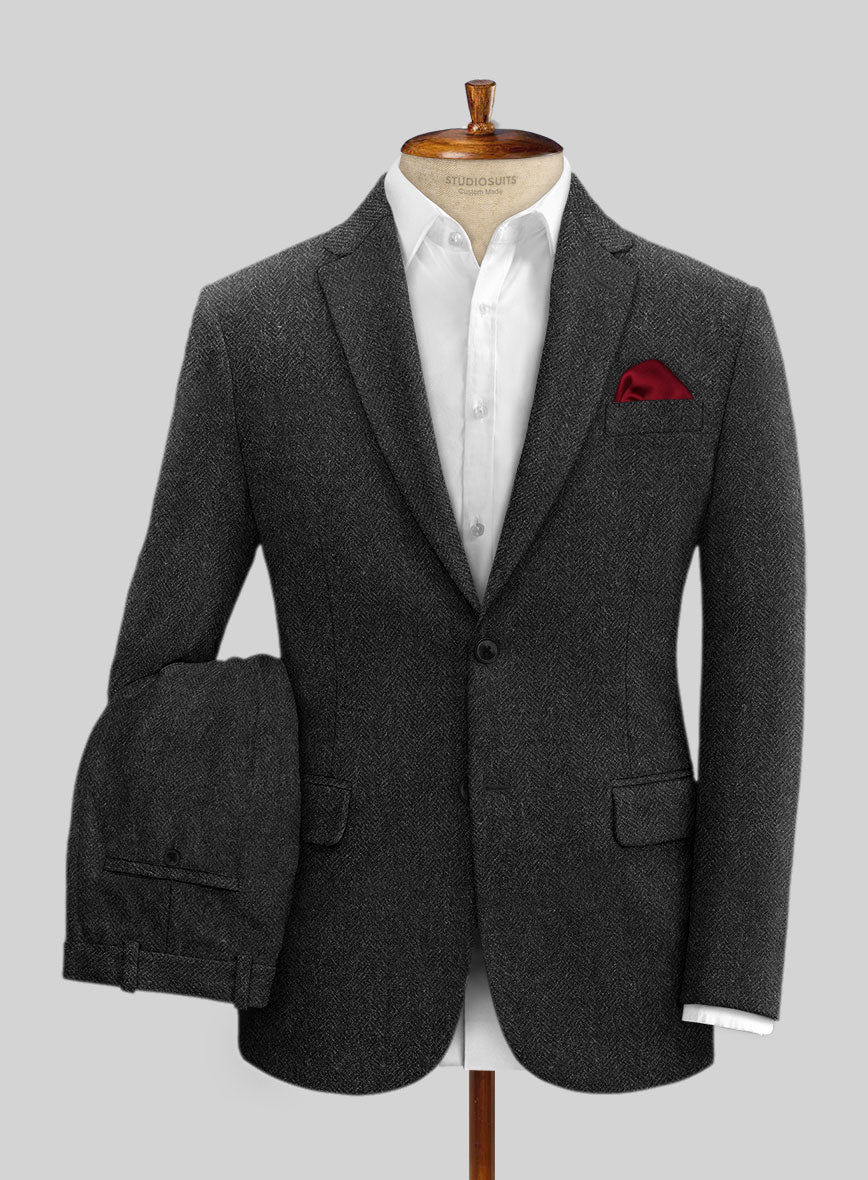 Charcoal Herringbone Tweed Suit - StudioSuits