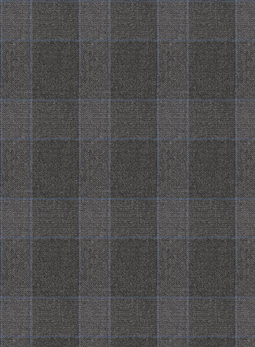 Charcoal Mont Checks Flannel Wool Jacket - StudioSuits