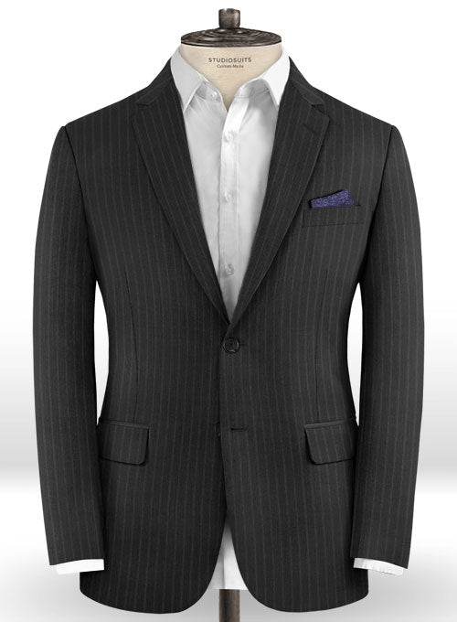Charles Clayton Black Stripe Wool Cashmere Jacket - StudioSuits