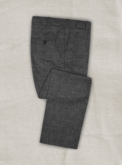 Italian Murano Charcoal Wool Linen Pants - StudioSuits