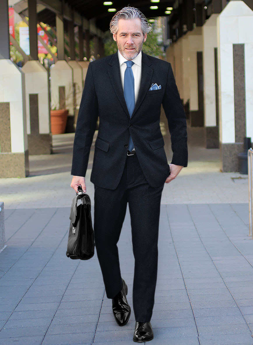 Deep Blue Herringbone Tweed Suit – StudioSuits