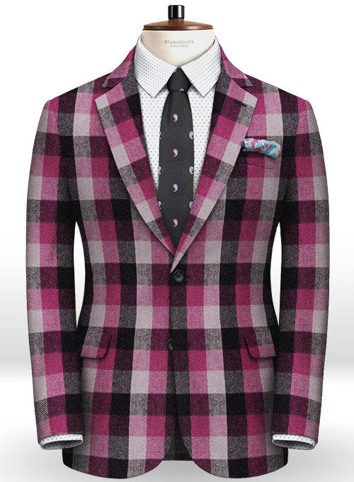 Dark Pink Checks Tweed Suit - StudioSuits