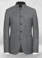 Frosted Mid Gray Terry Rayon Breezer Style Jacket - StudioSuits