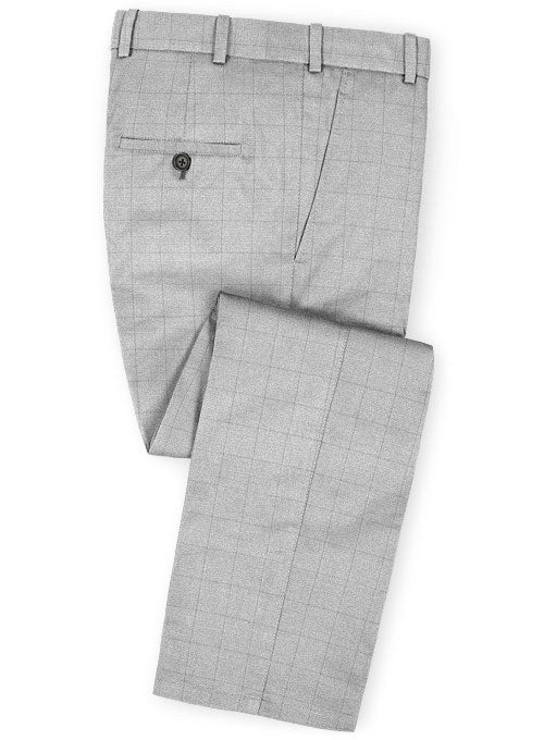 Glen Stretch Cotton Light Gray Suit - StudioSuits
