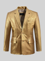 Gold Leather Blazer - StudioSuits