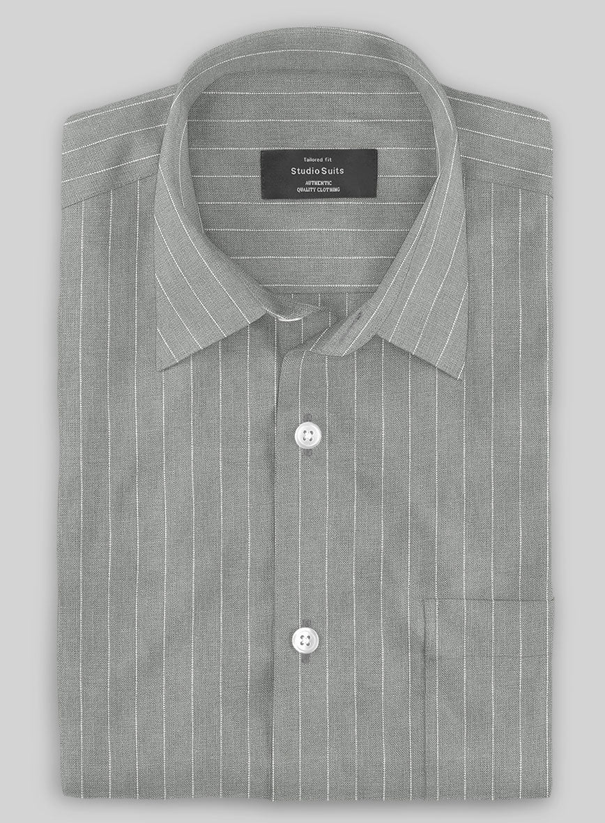 Gray Stripe Linen Shirt - StudioSuits