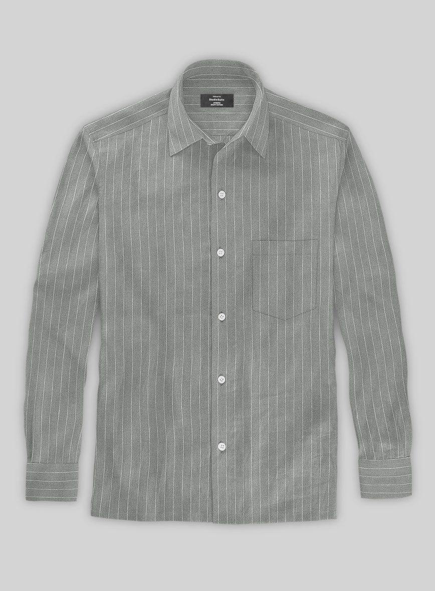 Gray Stripe Linen Shirt - StudioSuits