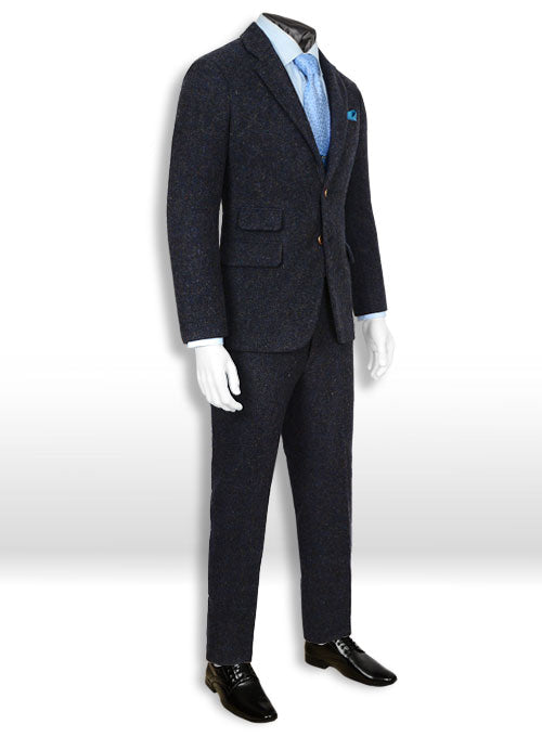 Harris Tweed Melange Blue Suit - StudioSuits