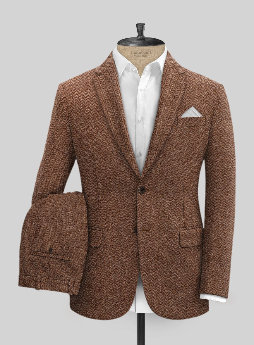 Harris Tweed Rust Herringbone Suit - StudioSuits