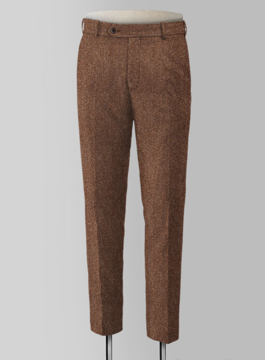 Harris Tweed Rust Herringbone Pants - StudioSuits
