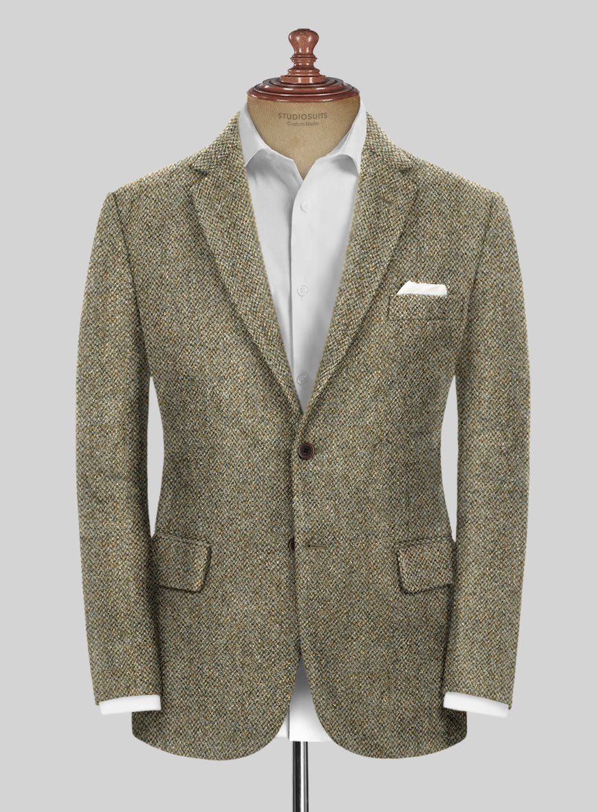 Men Jacket With Elbow Patch Plaid Tweed Suit Jackets Slim Fit