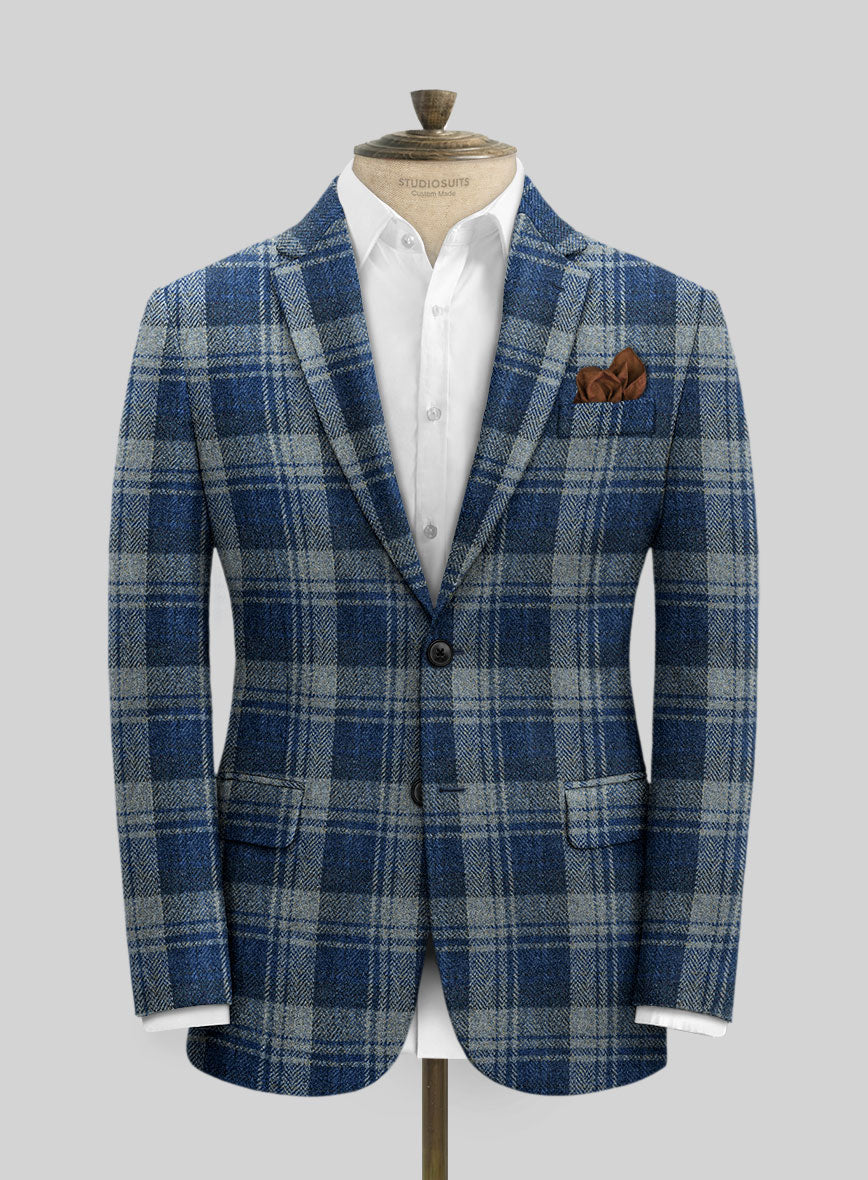 Harris Tweed Blue Tartan Jacket - StudioSuits