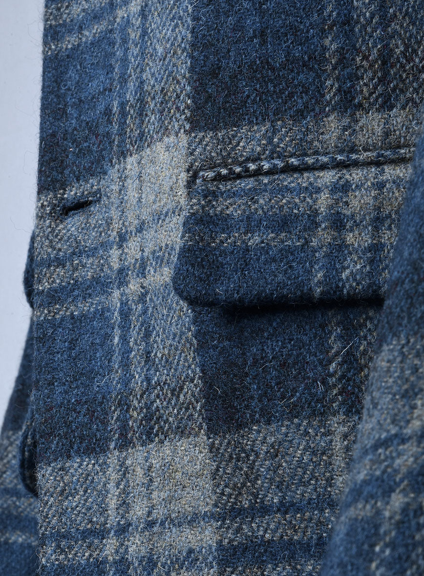 Harris Tweed Blue Tartan Jacket - StudioSuits