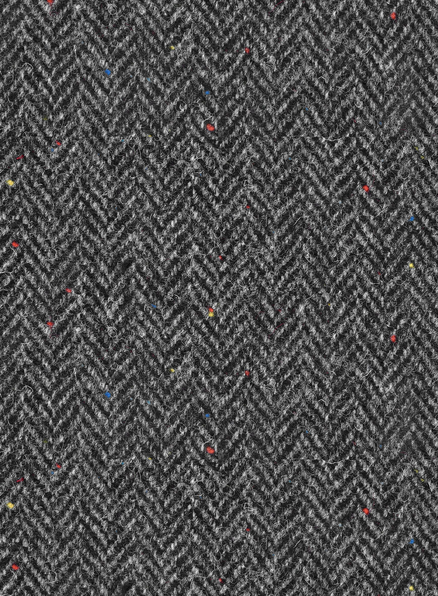 Harris Tweed Charcoal Chevron Pea Coat - StudioSuits