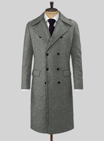 Harris Tweed Gray Chevron GQ Overcoat - StudioSuits