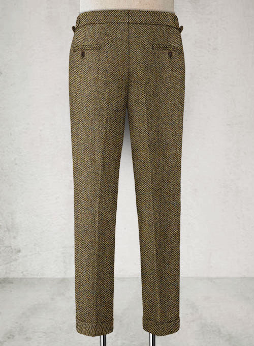 Harris Tweed Hebridean Brown Herringbone Highland Trousers - StudioSuits
