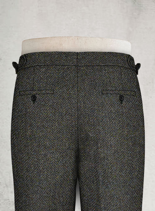 Harris Tweed Ridge Blue Herringbone Highland Trousers - StudioSuits