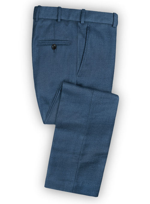 Heavy Blue Flannel Wool Pants - StudioSuits