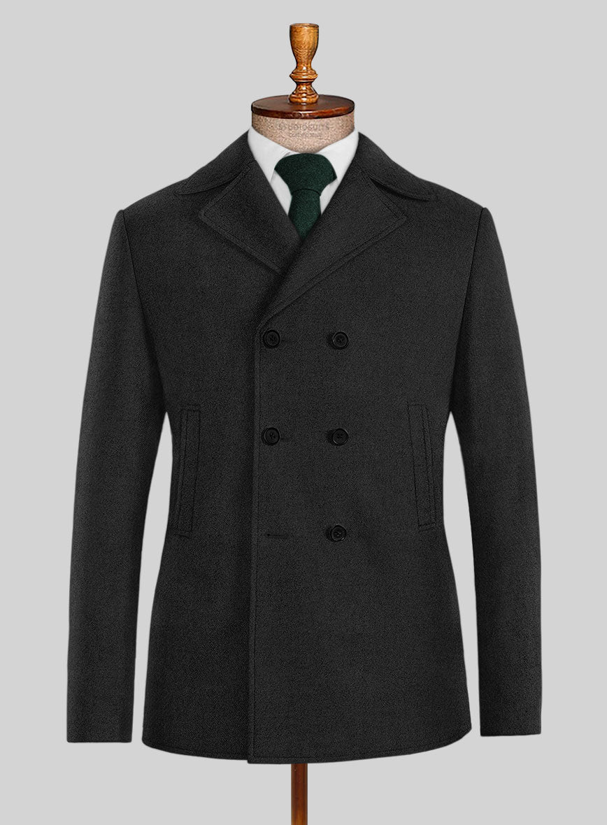 Highlander Black Tweed Pea Coat - StudioSuits