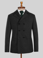Highlander Black Tweed Pea Coat - StudioSuits